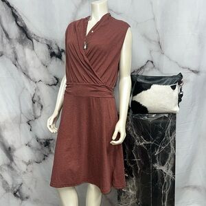 Prana Corissa dress rust brown mid length